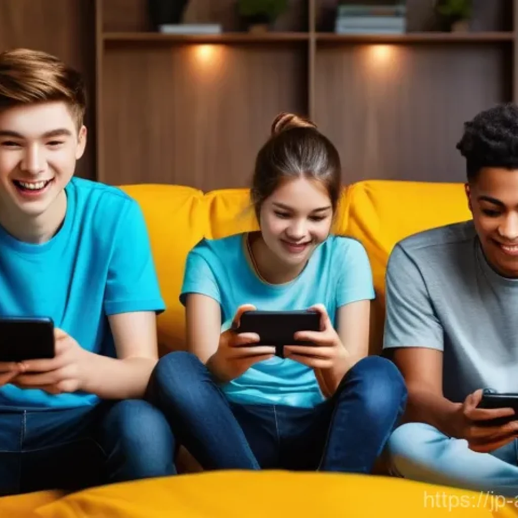 글로벌화와 문화의 상호작용 - **Global Gaming Connection**: A vibrant, modern image featuring three to four teenagers (aged 16-18,...